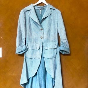 Free People linen pinstripe jacket size Small